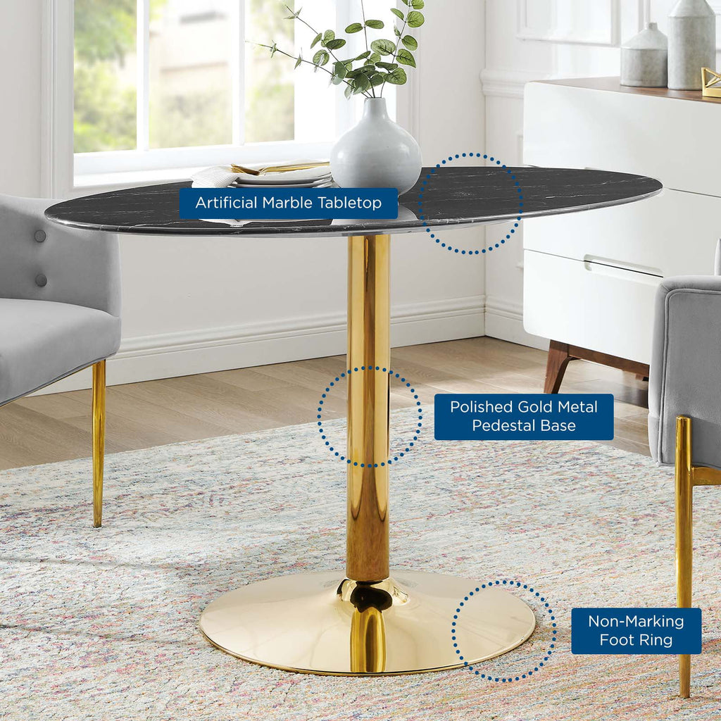 48 inch Round Black Gold Artificial Marble Metal Dining Table L94640