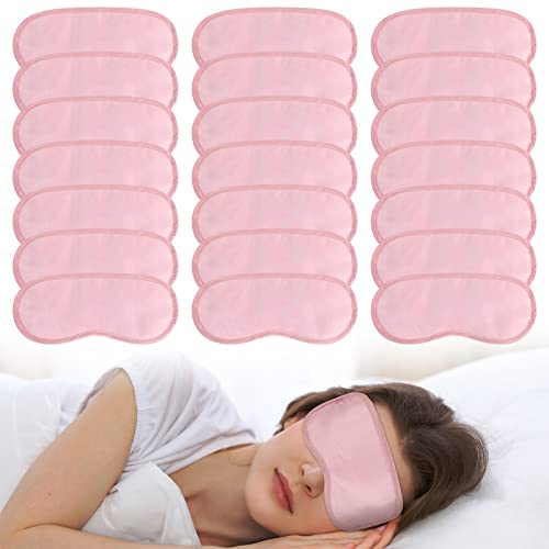 100 Pieces Pink Silk Sleep Eye Mask with Adjustable Elastic Strap J56457