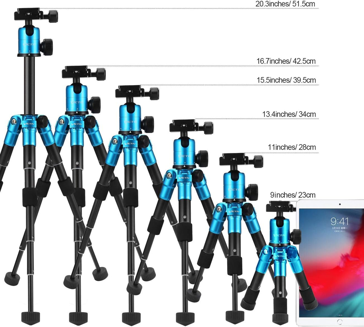 20inch Aluminum Tabletop Tripod with 360 Degree Ball Head, Pack of 2 B9518