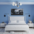 Queen Platform Bed Frame with Headboard Solid Wood Black M790863