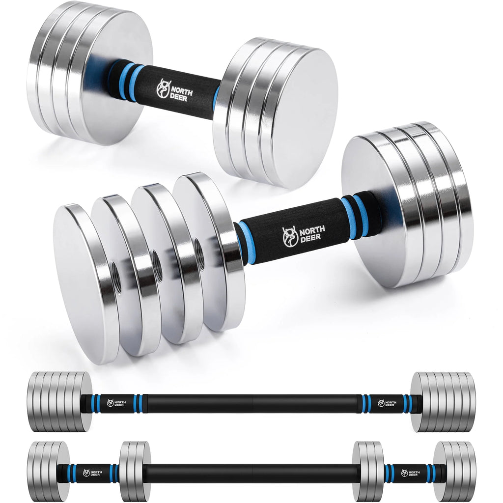 2.0 Upgraded Adjustable Dumbbell Set 40Lbs Steel Dumbbell Barbell Set E934542