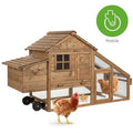 70In Mobile Fir Wood Chicken Coop Tractor Hen House with Wheels C571