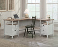 L-Shaped White Engineered Wood Desk X1455