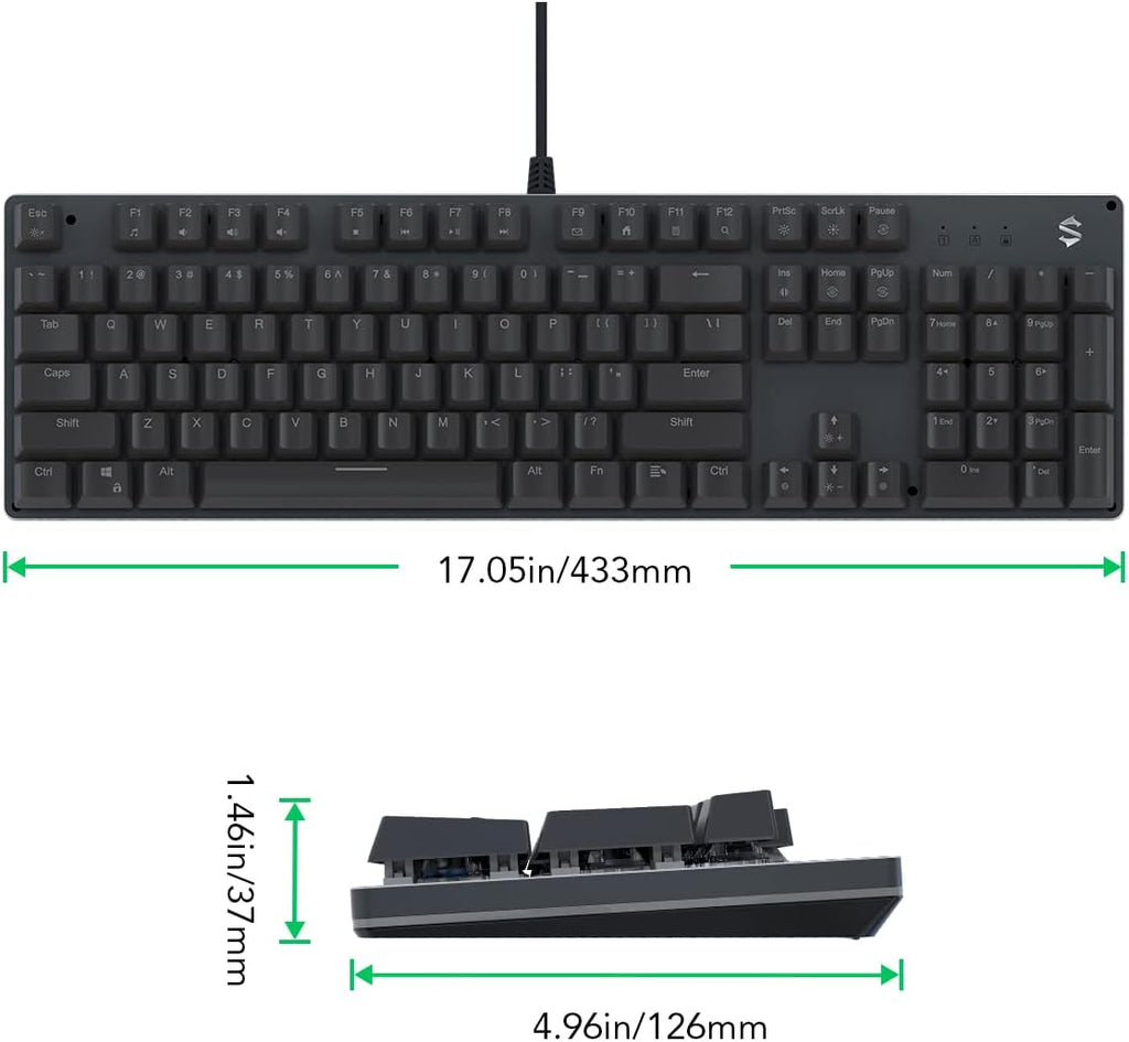 Black Shark RGB Mechanical Gaming Keyboard with Blue Switches, 104 Keys H2191