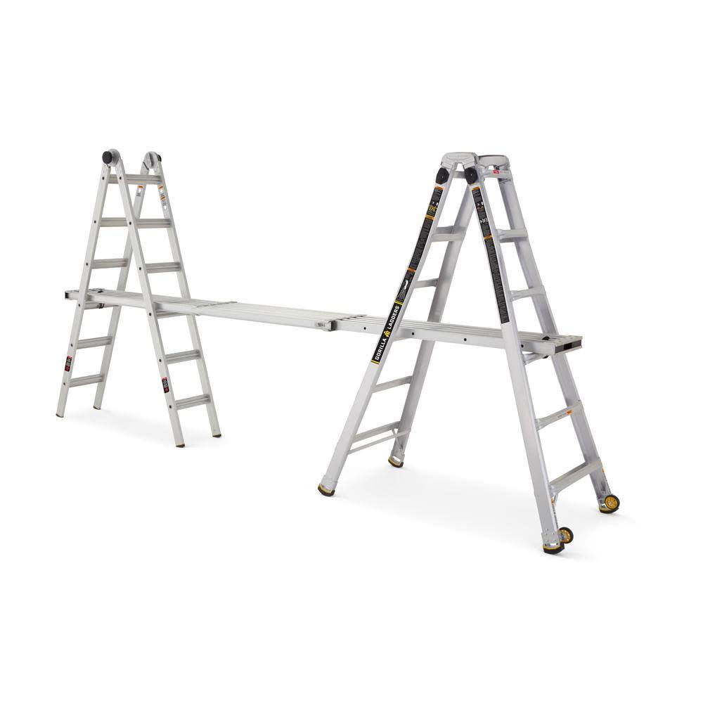 26 ft. Aluminum Multi-Position Ladder with Wheels, 375 lb. Load Capacity Type IAA L1259