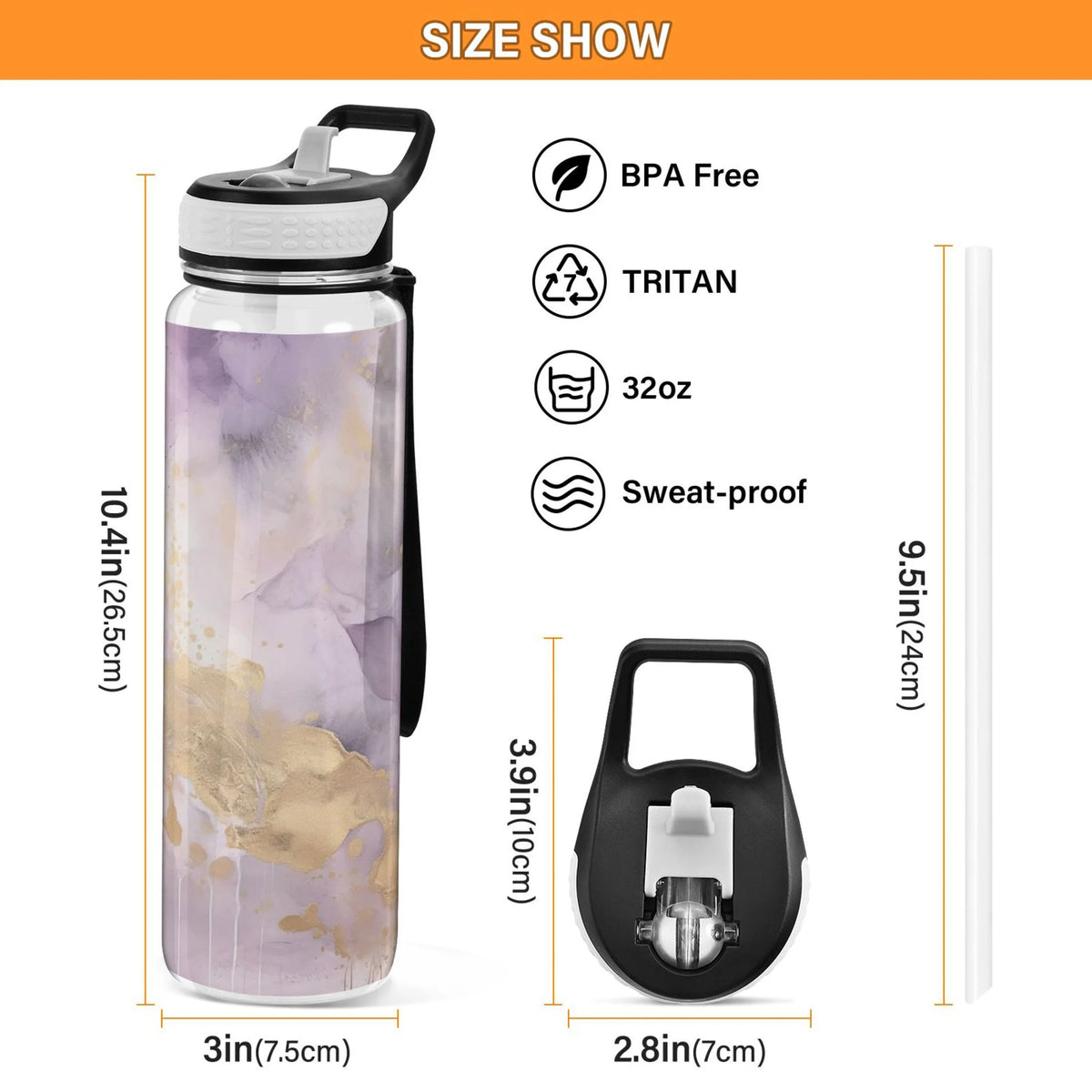 32oz Tritan Leakproof Water Bottle with Straw B3944