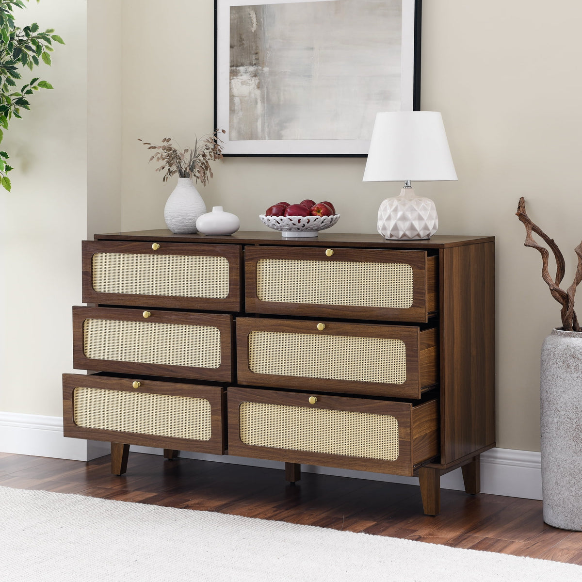 Antique Wooden 6-Drawer Dresser Storage Cabinet Y929789