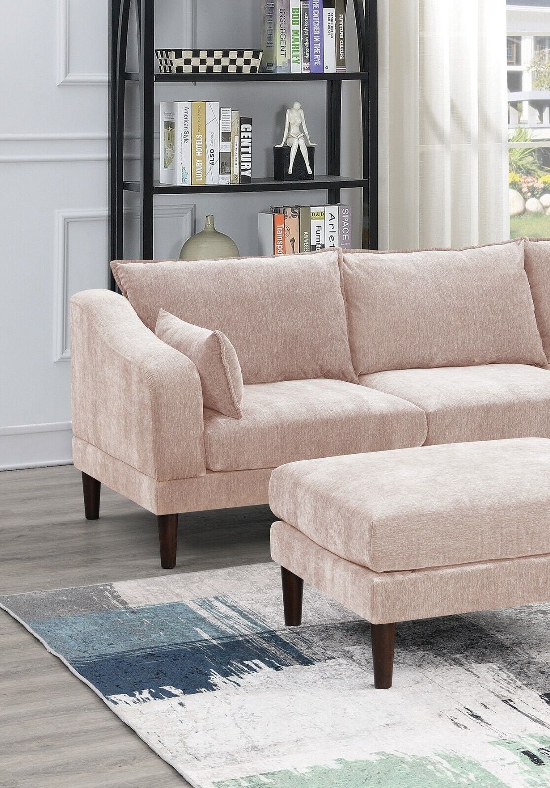 5pc Modular Sectional Set with Armless Chair Corner Wedge and Ottoman O8759