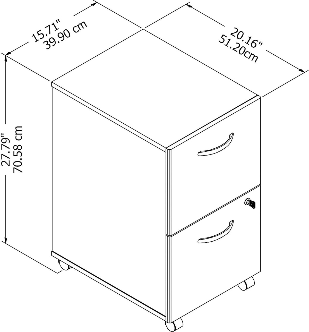 2 Drawer Mobile File Cabinet, Sand Oak B8556
