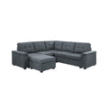 Gray Woven Fabric 6-Seater Sectional Sofa with Ottoman G199
