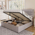 Queen Size Light Grey Upholstered Storage Bed Frame H90709