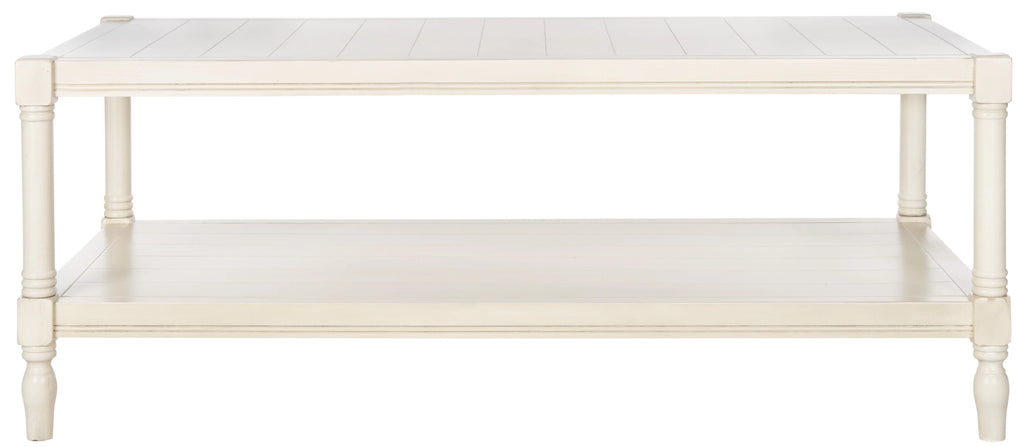 White Coffee Table with Storage Shelf E786