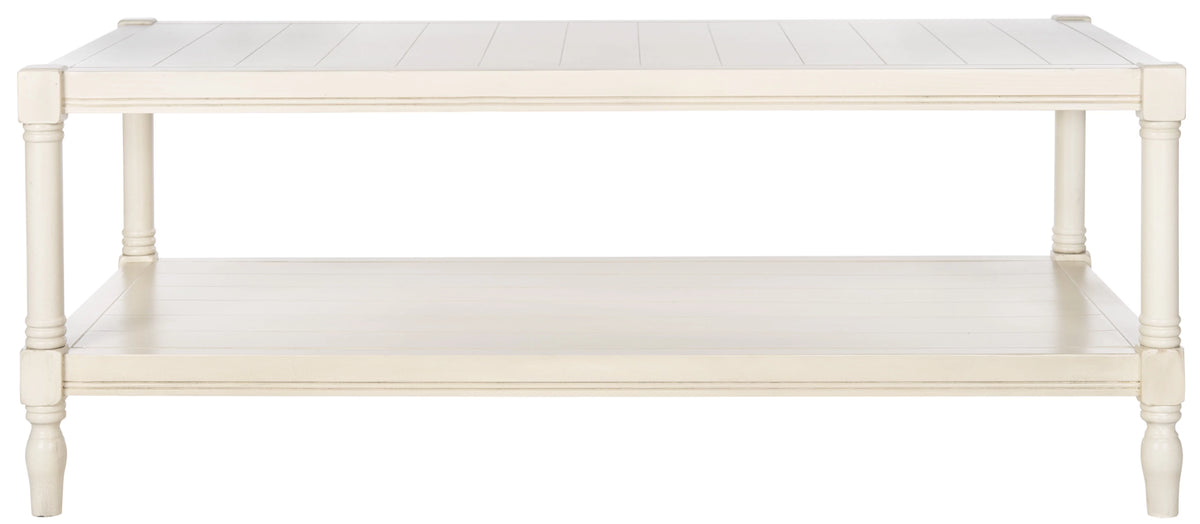 White Coffee Table with Storage Shelf E786