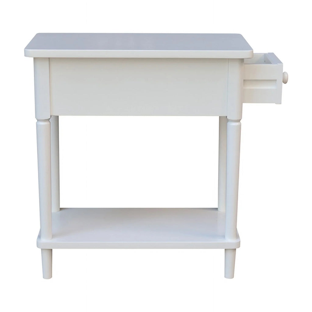 White Narrow Solid Wood Side Table F639364