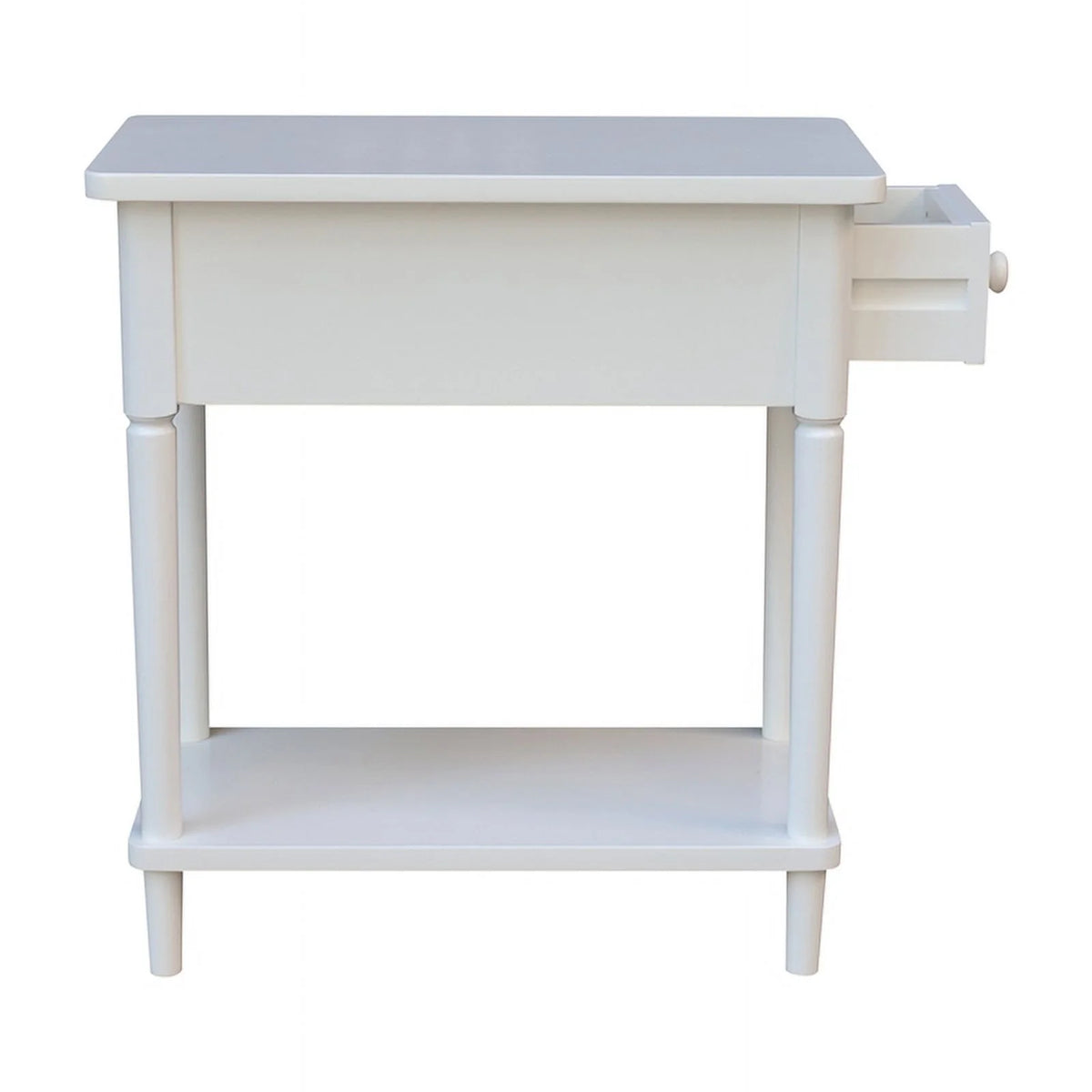White Narrow Solid Wood Side Table F639364