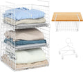 3-Tier Under Closet Shelf Basket Hanging Clothes Storage Organizer Metal Wire Rack with 2 hooks G140099
