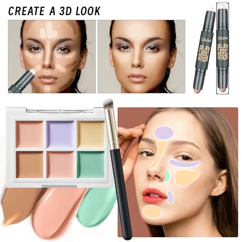 Makeup Kit with CC Cream Foundation Eyeshadow Primer Concealer Lip Gloss Eyeliner Pencil Mascara Makeup Brush & Sponges G280