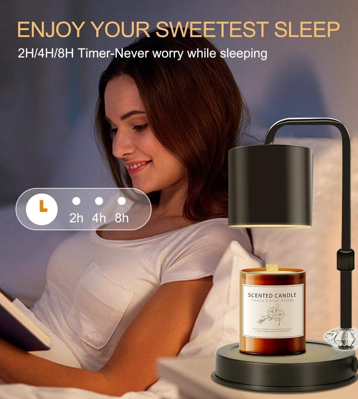 Candle Warmer Lamp with Timer, Adjustable Dimmable, 2 Bulbs T96325