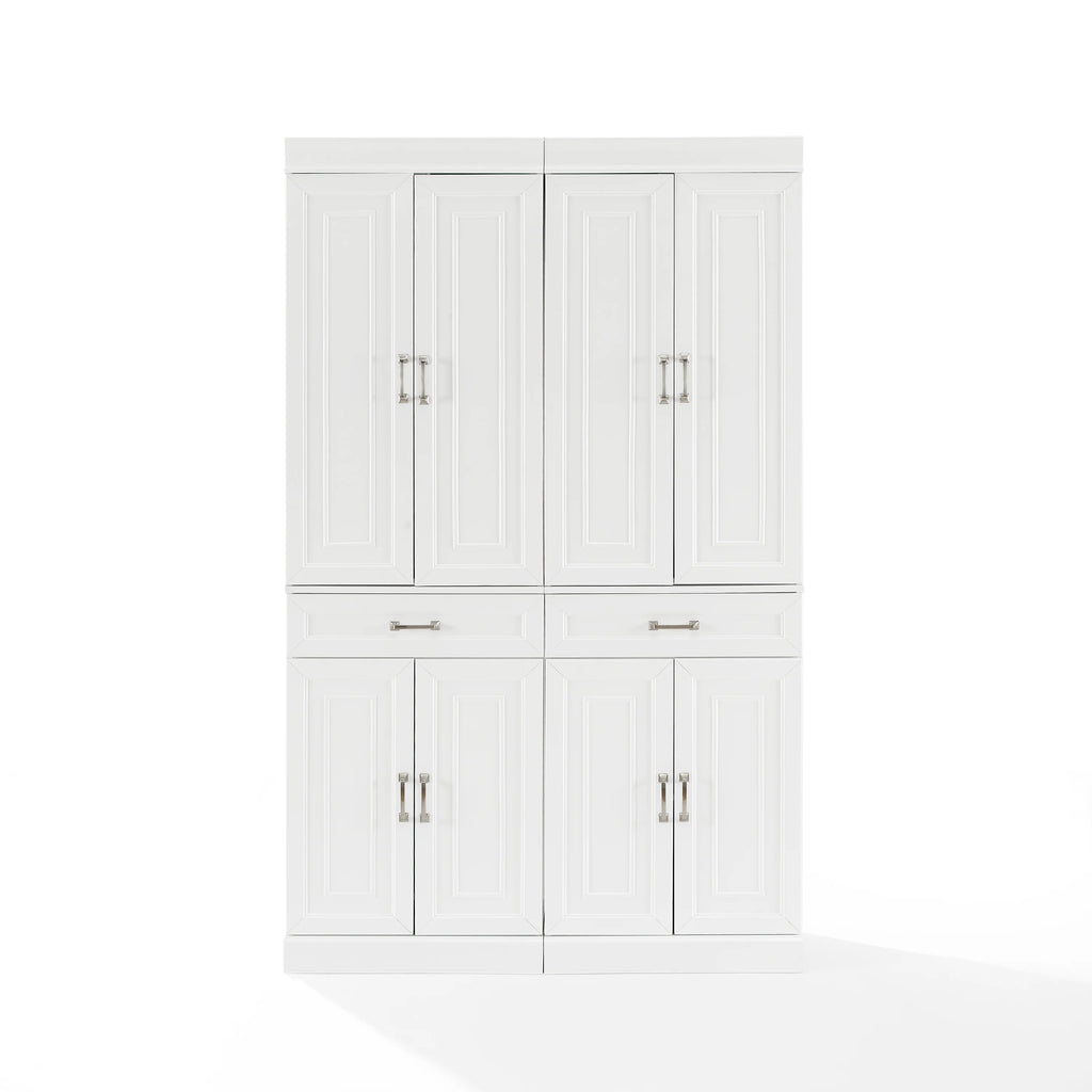 White MDF Wood Pantry (Set of 2) I153