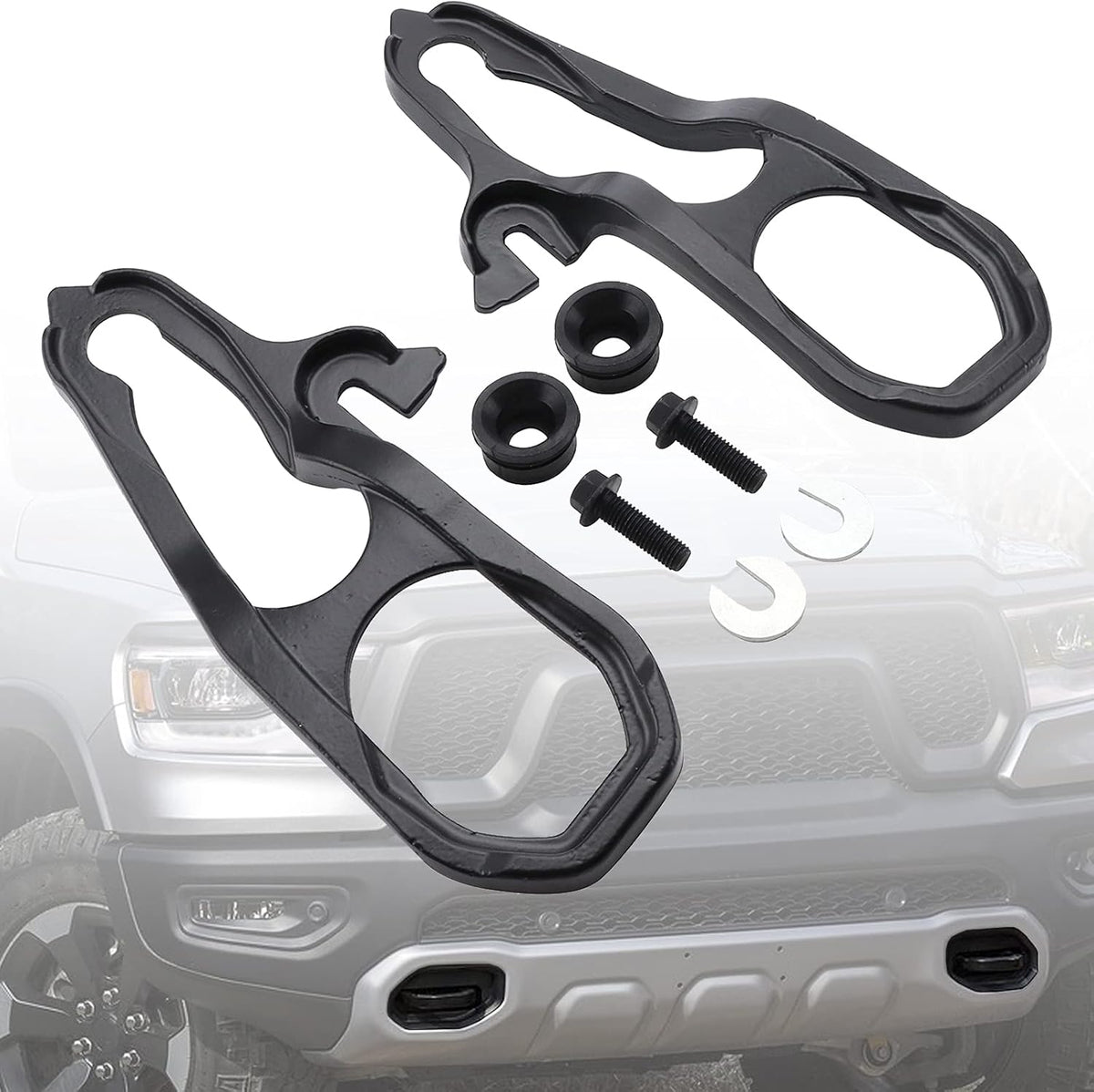 Black Steel Front Tow Hooks for Dodge Ram 1500 2019-2021 R3939