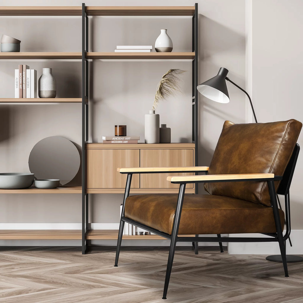 Brown PU Leather Accent Chair T331