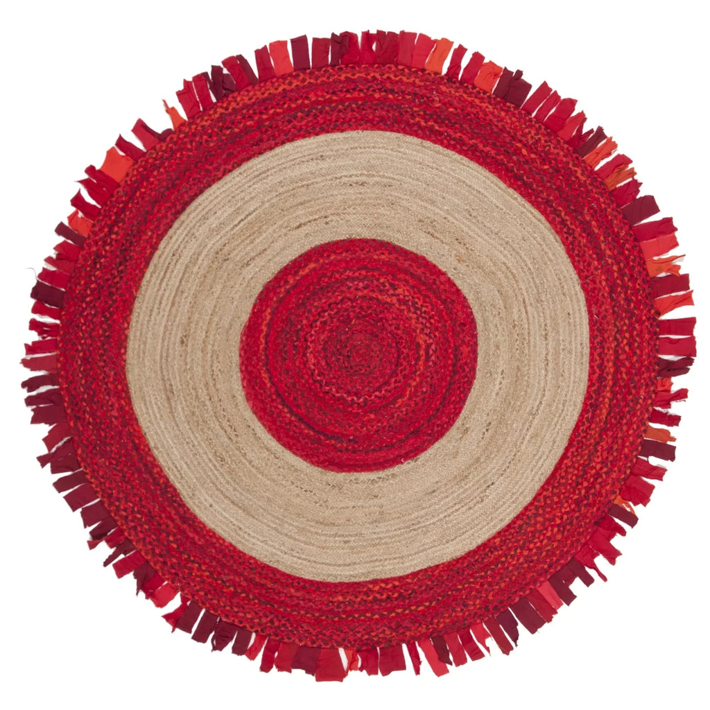 Red Natural Braided Area Rug 5' x 5' Round A18821
