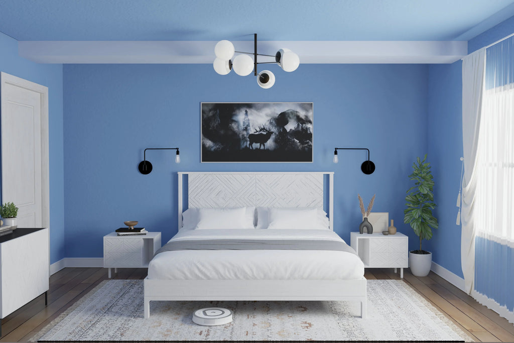 Queen Platform Bed Frame with Headboard Solid Wood Black M790863