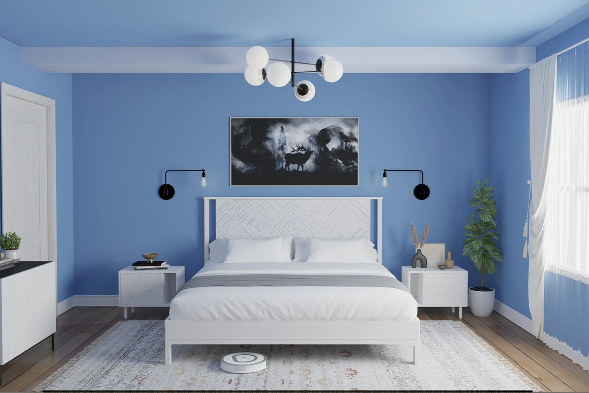 Queen Platform Bed Frame with Headboard Solid Wood Black M790863
