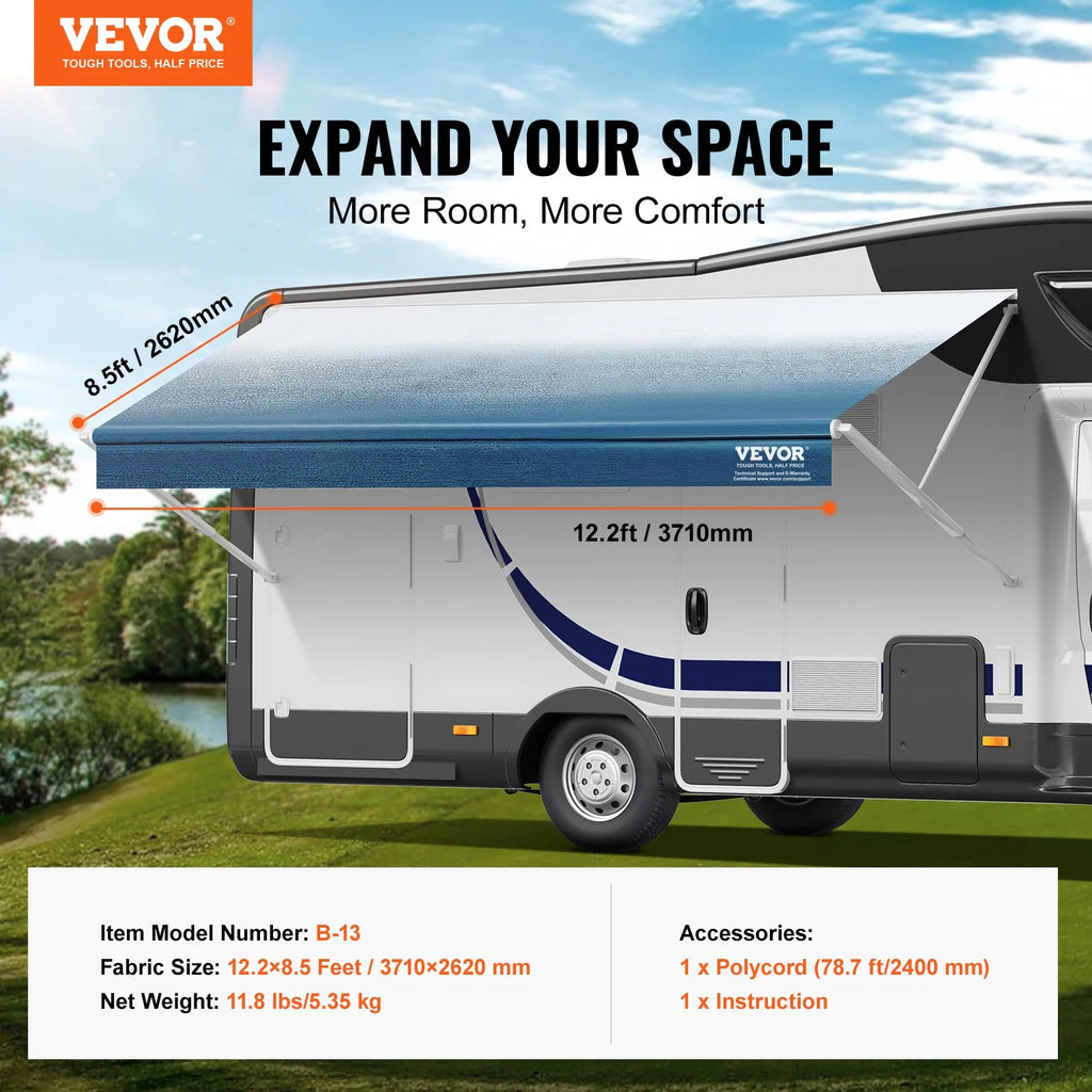 13' RV Awning 16oz PVC Fabric Replacement Waterproof Fabric E853