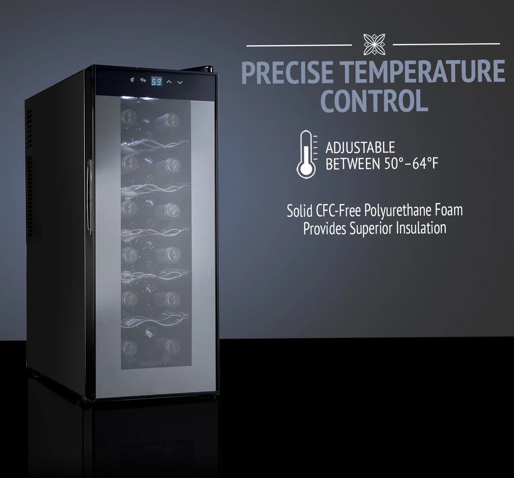 12 Bottle Thermoelectric Freestanding Wine Cooler Black F137234