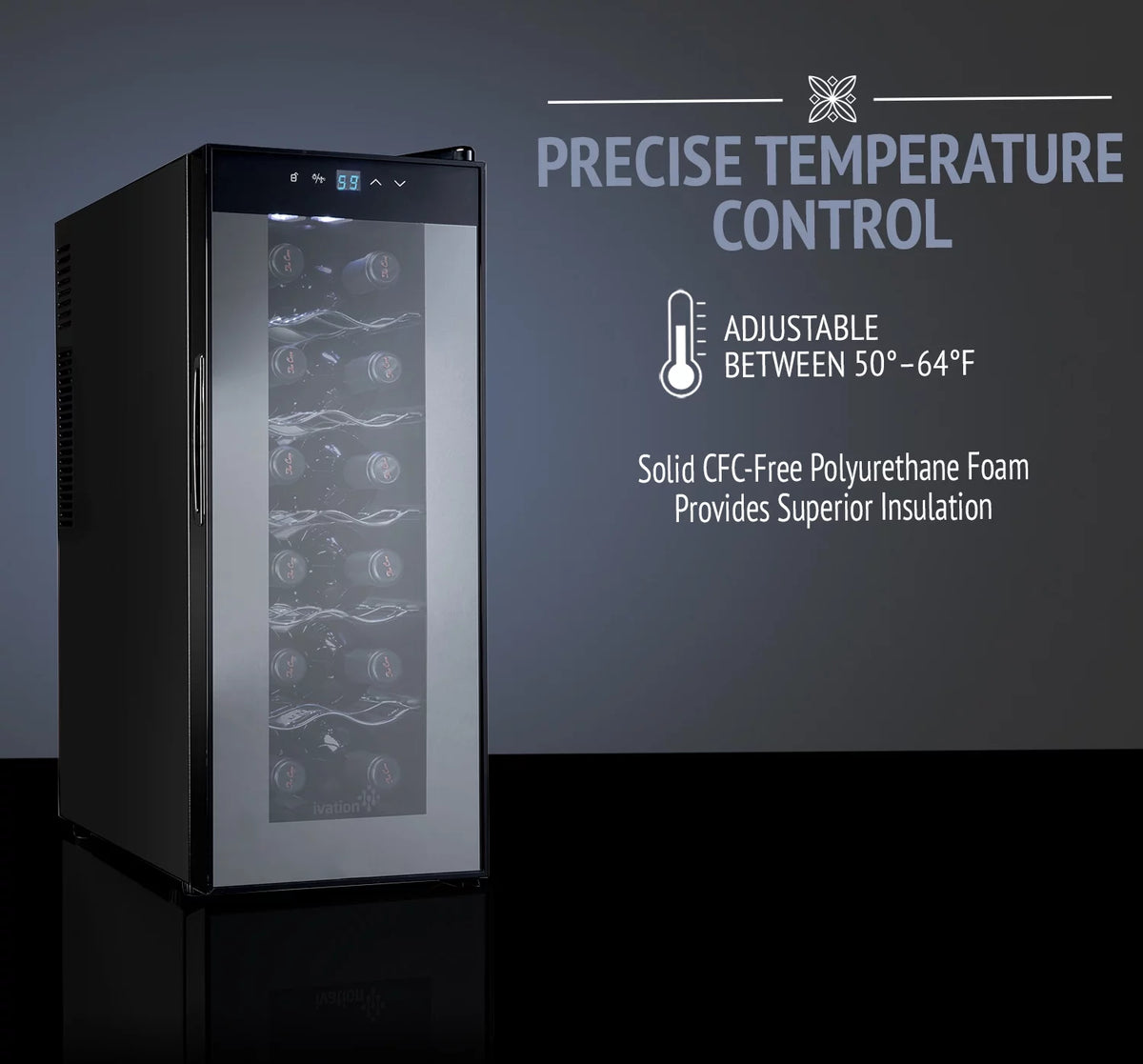 12 Bottle Thermoelectric Freestanding Wine Cooler Black F137234