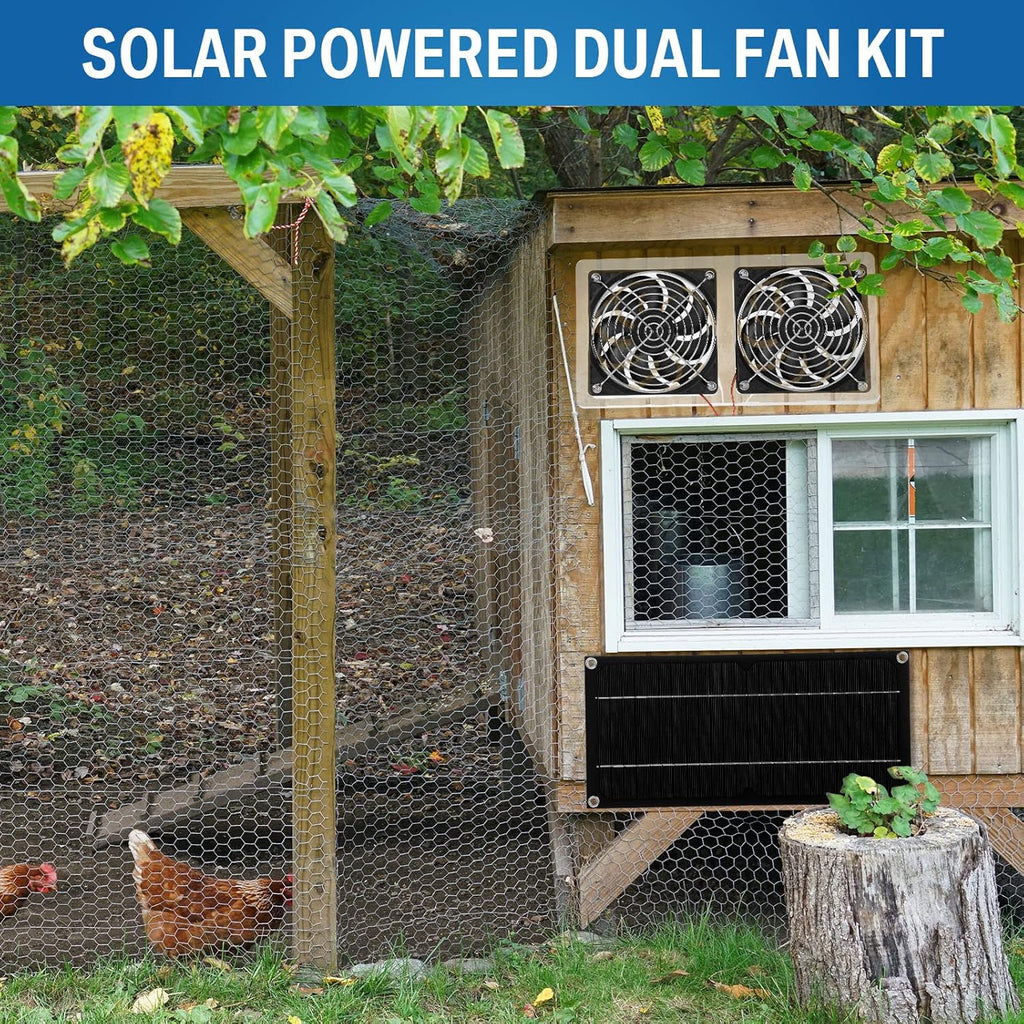 10W 12V Solar Powered Dual Fan Waterproof Exhaust Fan with Cable M271834