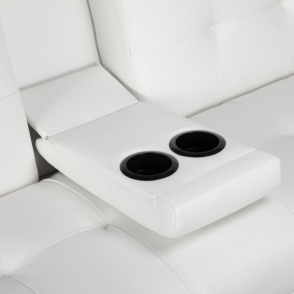 White Faux Leather Futon Set Convertible Sleeper Loveseat Daybed H229