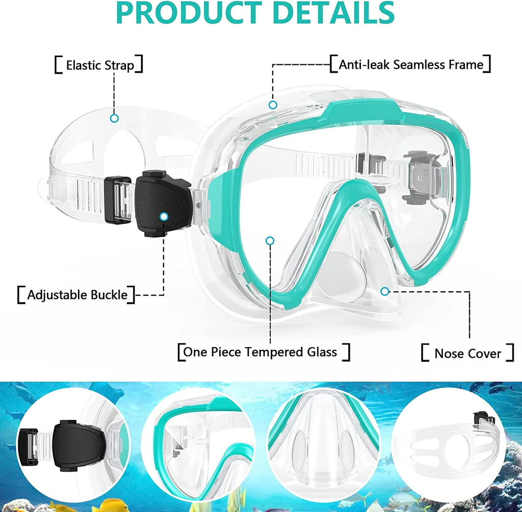 Adult Anti Fog Tempered Glass Swim Goggles with Nose Cover Z748686