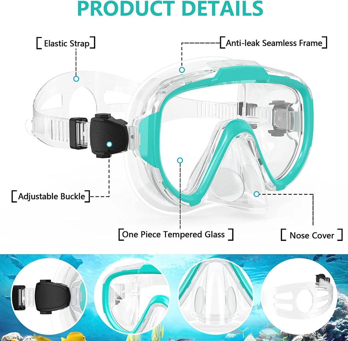 Adult Anti Fog Tempered Glass Swim Goggles with Nose Cover Z748686