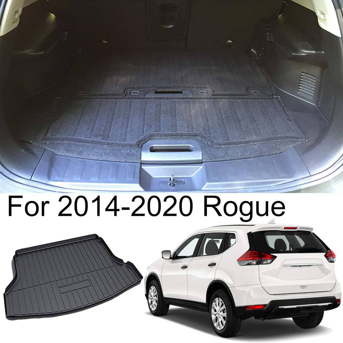 Rear Cargo Tray Trunk Floor Mat Waterproof Protector Pack of 2 D3355