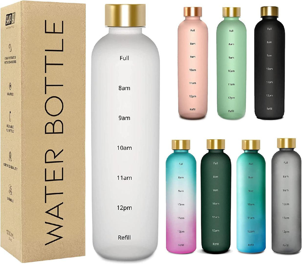 White 32 Oz BPA Free Frosted Water Bottle with Time Marker F279943
