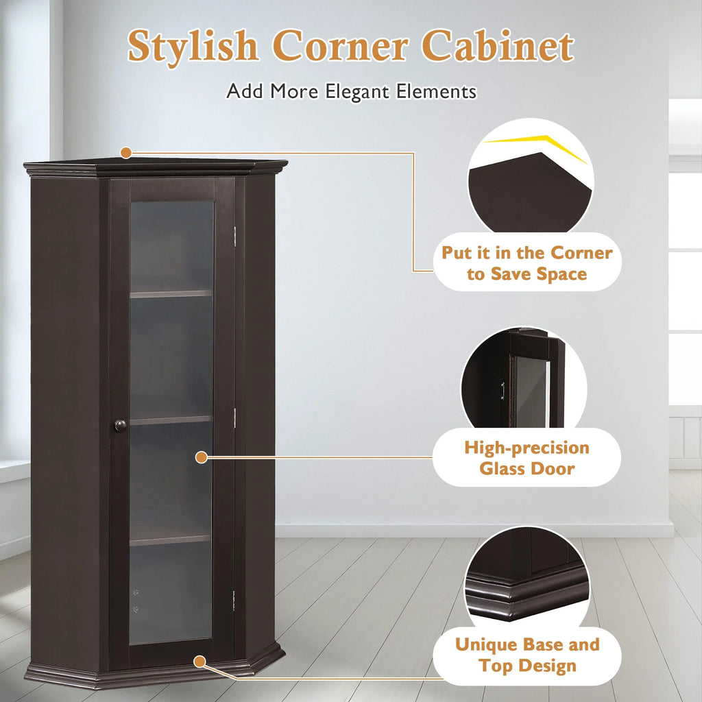 Freestanding Bathroom Cabinet with Glass Door, MDF Board with Painted Finish M76884