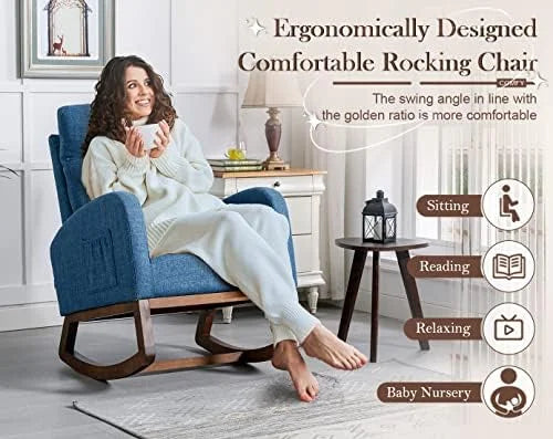 Off White Upholstered Rocking Chair W8987