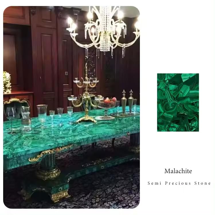 Semi Precious Malachite Gemstone Dining Table (60 x 36 Inches) X24370