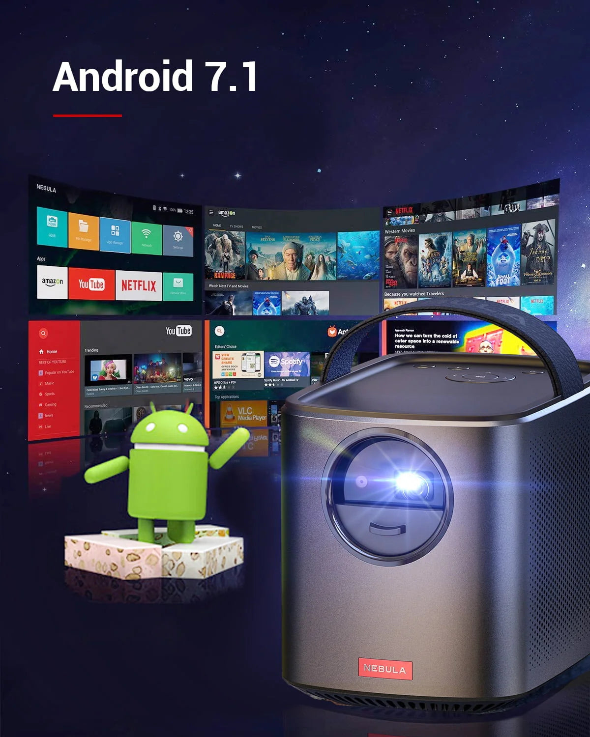Portable Video Projector Wi-Fi 720P 500 ANSI Lumen E581