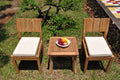 Teak 2 Seater 3 Pc Dining Set with Side Table and 2 Armless Chairs E656378