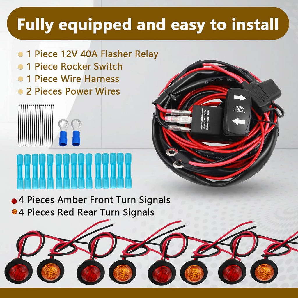 Universal UTV Rocker Switch Turn Signal Kit with Wire Harness J6765