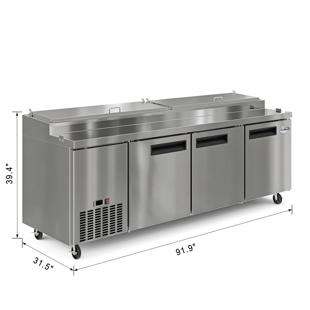 92 In. Three Door Stainless-Steel Pizza Prep Refrigerator S6703