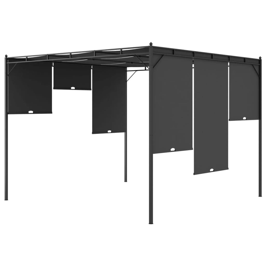 Garden Gazebo with Side Curtain Steel Frame Sun Shade Shelter 118.1 x 118.1 x 88.6 Inches Y58270