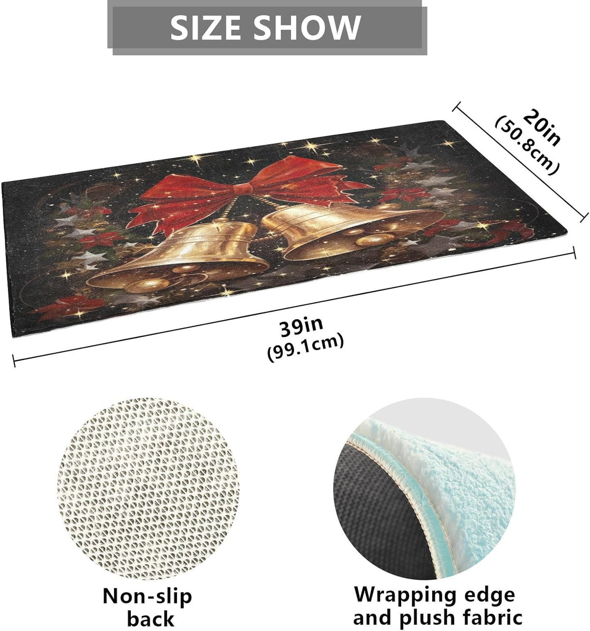 Non Slip Quick Dry Shaggy Bath Mat 39x20 in K610