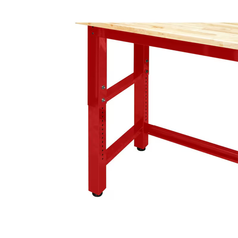 6 ft. Adjustable Height Solid Wood Top Workbench in Red I840817