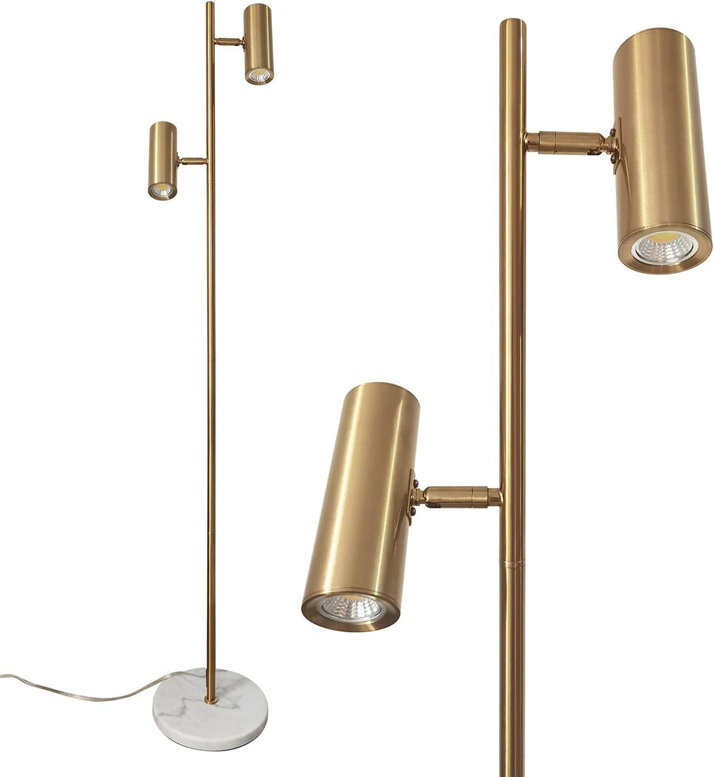 Double Head Floor Lamp with Foot Switch, Brass/Gold Finish F688