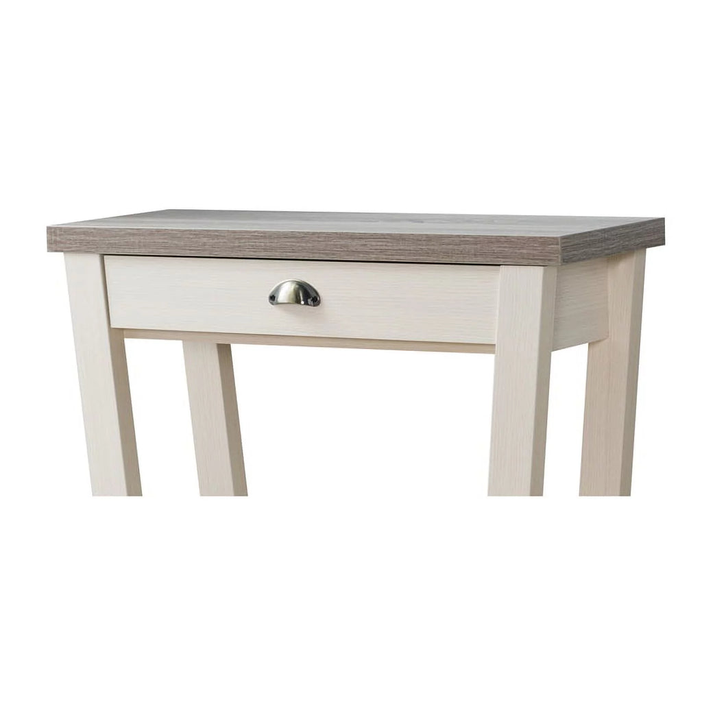 Contemporary Wood 1-Drawer Console Table in Ivory and Light Oak E4886