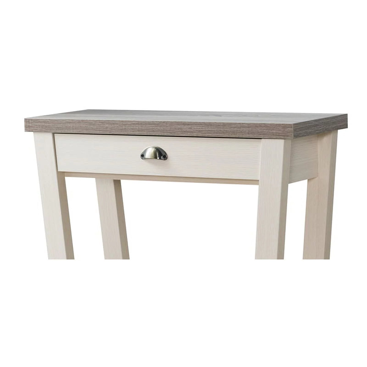 Contemporary Wood 1-Drawer Console Table in Ivory and Light Oak E4886